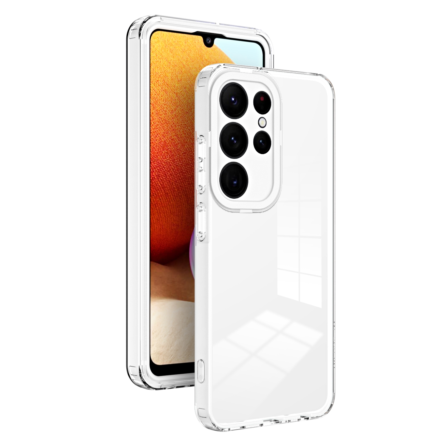 For Samsung Galaxy S23 Ultra 5G Clear TPU Color PC Frame Phone Case(White) For Samsung Galaxy S23 Ultra 5G Clear TPU Color PC Frame Phone Case(White)