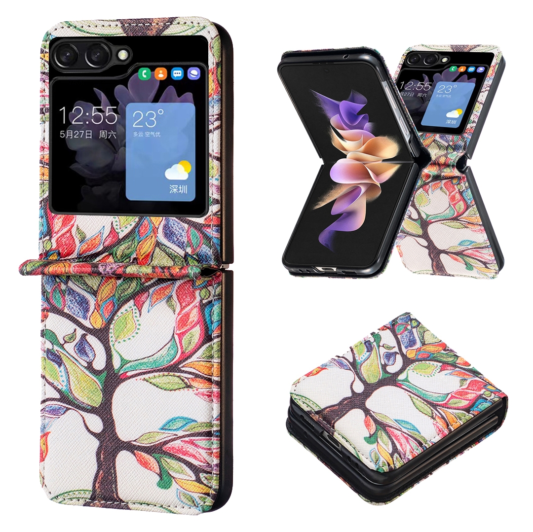 For Samsung Galaxy Z Flip5 Colored Drawing Leather Phone Case(Tree Life) For Samsung Galaxy Z Flip5 Colored Drawing Leather Phone Case(Tree Life)