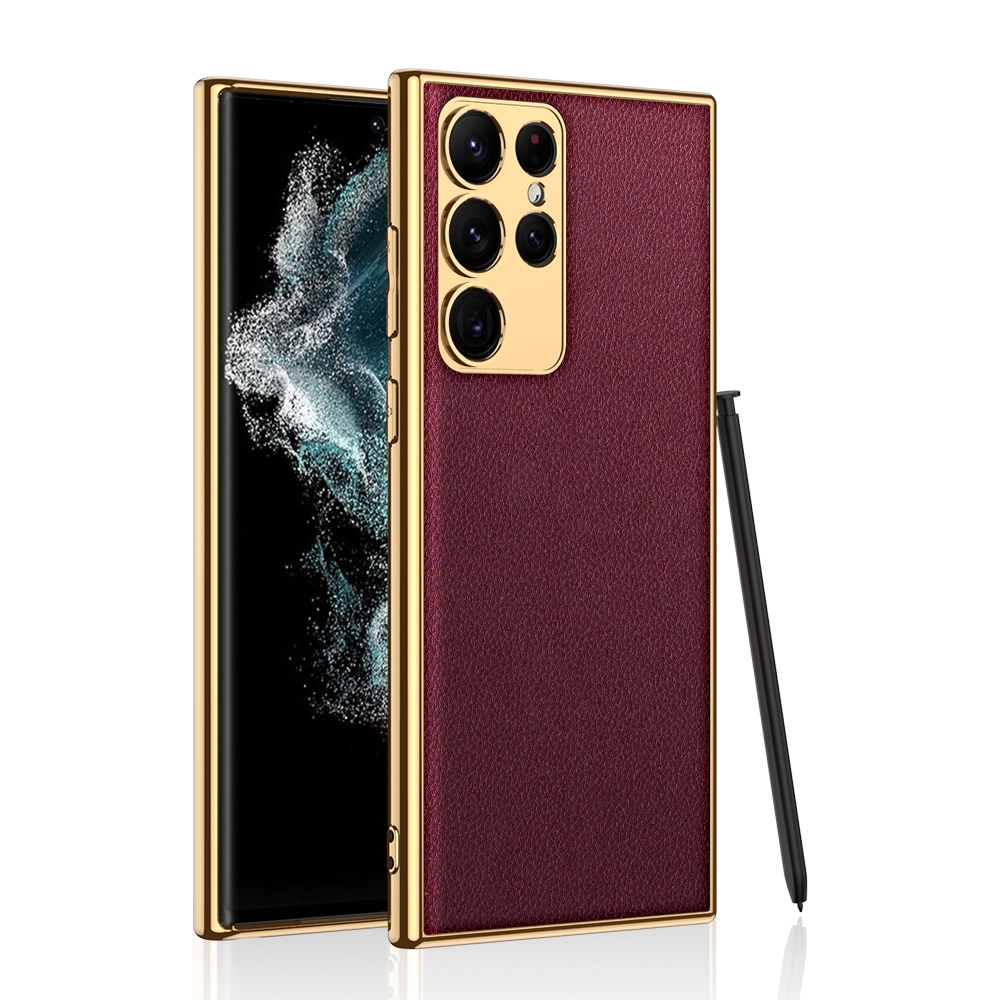 For Samsung Galaxy S23 Ultra 5G GKK Plating TPU + Leather Full Coverage Phone Case(Red) For Samsung Galaxy S23 Ultra 5G GKK Plating TPU + Leather Full Coverage Phone Case(Red)