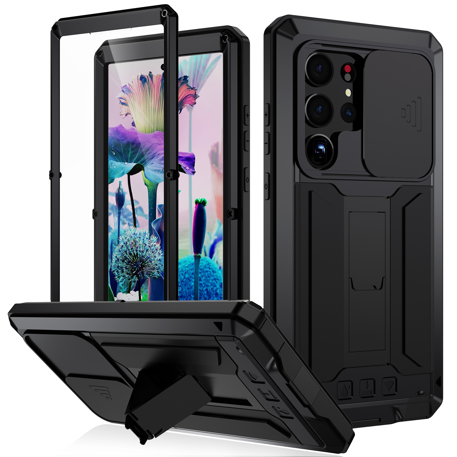 For Samsung Galaxy S23 Ultra 5G R-JUST Sliding Camera Design Life Waterproof Dustproof Shockproof Phone Case(Black) For Samsung Galaxy S23 Ultra 5G R-JUST Sliding Camera Design Life Waterproof Dustproof Shockproof Phone Case(Black)