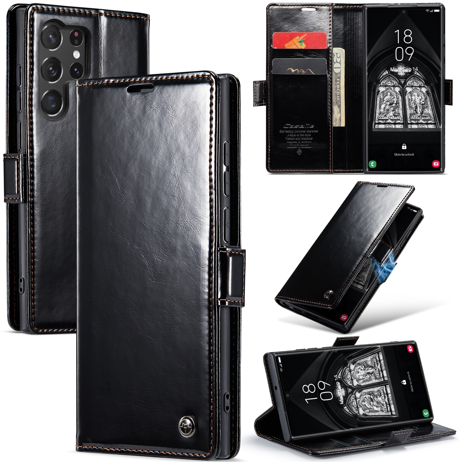 For Samsung Galaxy S23 Ultra 5G CaseMe 003 Crazy Horse Texture Leather Phone Case(Black) For Samsung Galaxy S23 Ultra 5G CaseMe 003 Crazy Horse Texture Leather Phone Case(Black)