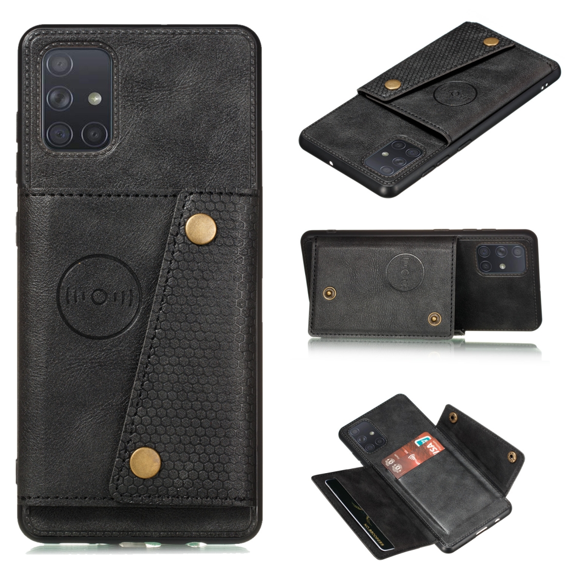 For Galaxy A41 (Eurasian Version) PU + TPU Shockproof Magnetic Protective Case with Card Slots(Black) For Galaxy A41 (Eurasian Version) PU + TPU Shockproof Magnetic Protective Case with Card Slots(Black)