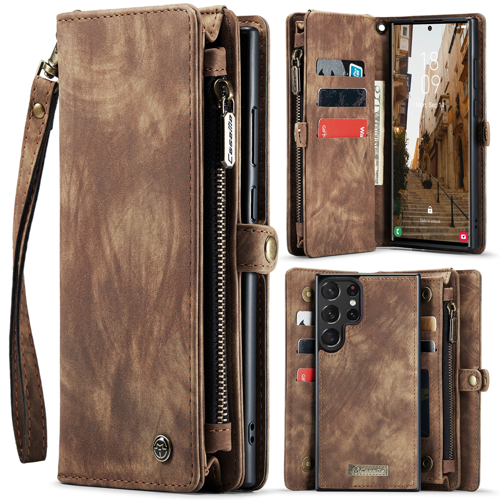 For Samsung Galaxy S23 Ultra 5G CaseMe 008 Detachable Multifunctional Leather Phone Case(Brown) For Samsung Galaxy S23 Ultra 5G CaseMe 008 Detachable Multifunctional Leather Phone Case(Brown)