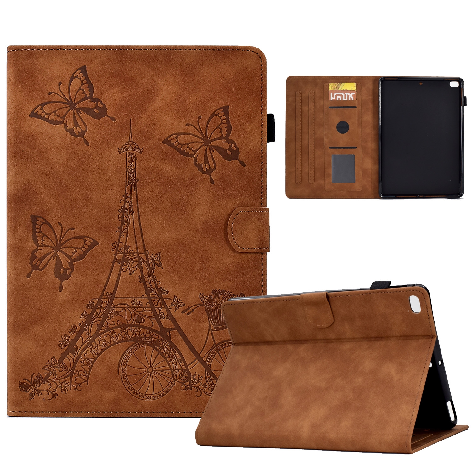 For iPad Air / Air 2 / 9.7 2017 / 9.7 2018 Tower Embossed Leather Smart Tablet Case(Brown) For iPad Air / Air 2 / 9.7 2017 / 9.7 2018 Tower Embossed Leather Smart Tablet Case(Brown)