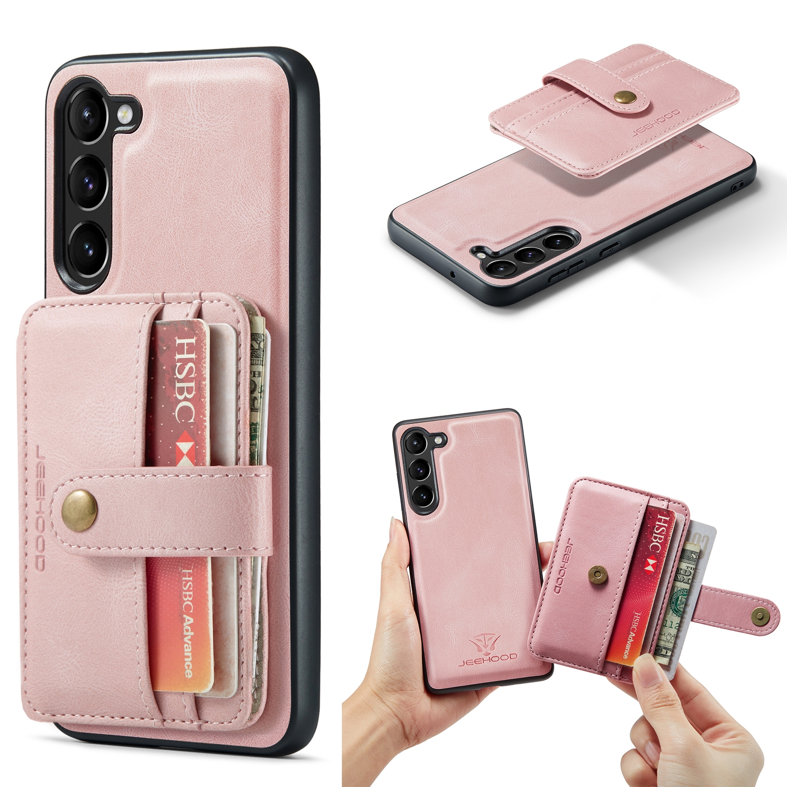 For Samsung Galaxy S23+ 5G JEEHOOD RFID Anti-Theft Wallet Magnetic Leather Phone Case(Pink) For Samsung Galaxy S23+ 5G JEEHOOD RFID Anti-Theft Wallet Magnetic Leather Phone Case(Pink)