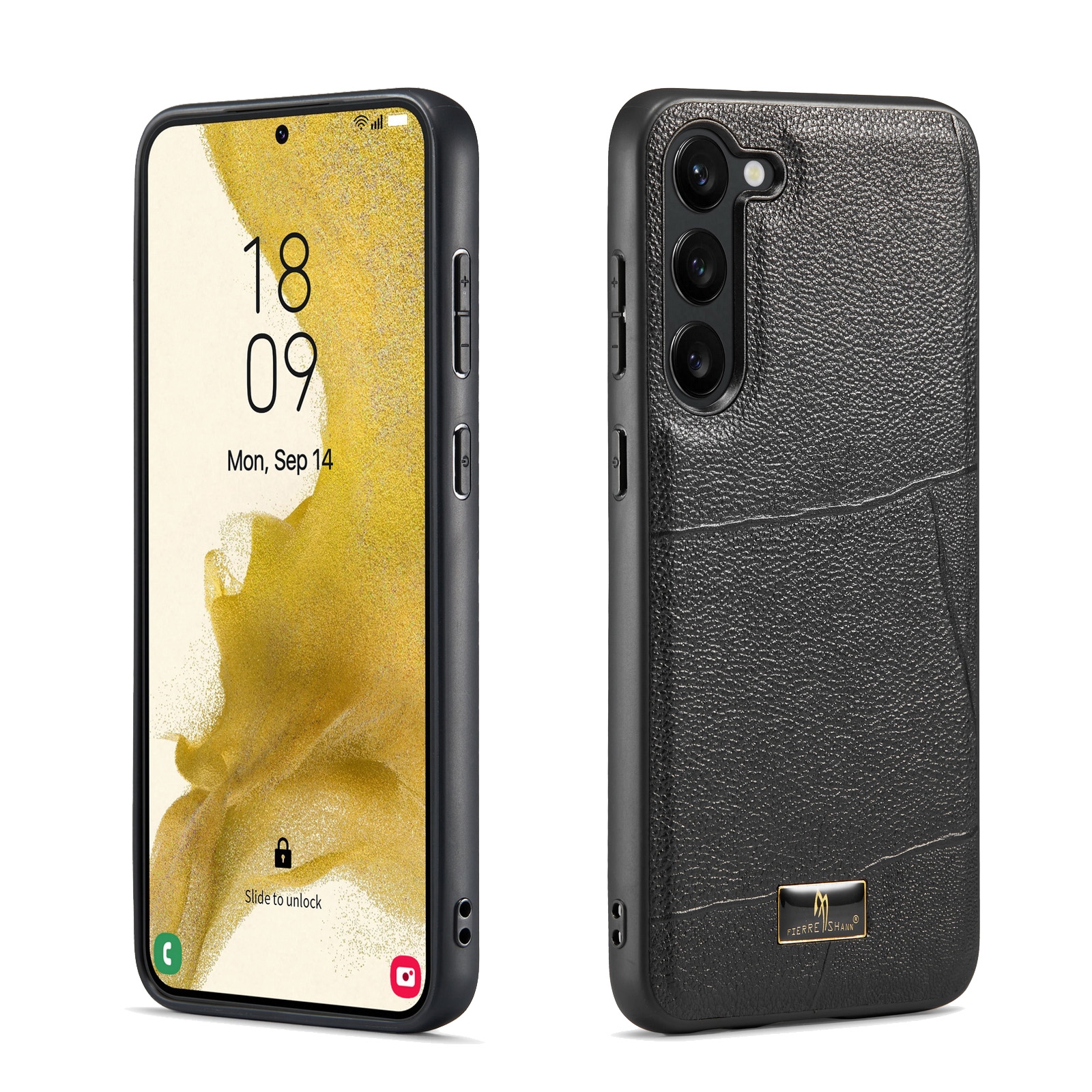 For Samsung Galaxy S23+ 5G Fierre Shann Leather Texture Phone Back Cover Case(Ox Tendon Black) For Samsung Galaxy S23+ 5G Fierre Shann Leather Texture Phone Back Cover Case(Ox Tendon Black)