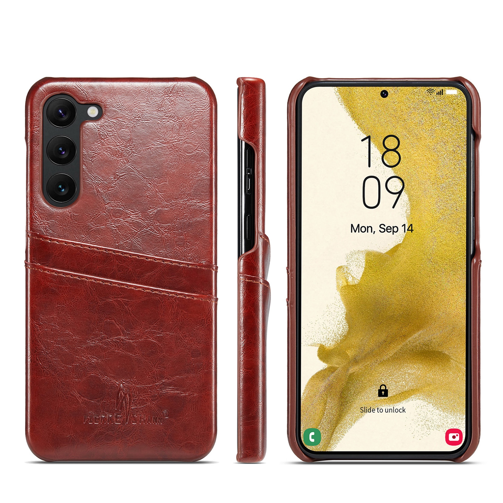 For Samsung Galaxy S23+ 5G Fierre Shann Oil Wax Texture Leather Phone Case with Card Slots(Brown) For Samsung Galaxy S23+ 5G Fierre Shann Oil Wax Texture Leather Phone Case with Card Slots(Brown)