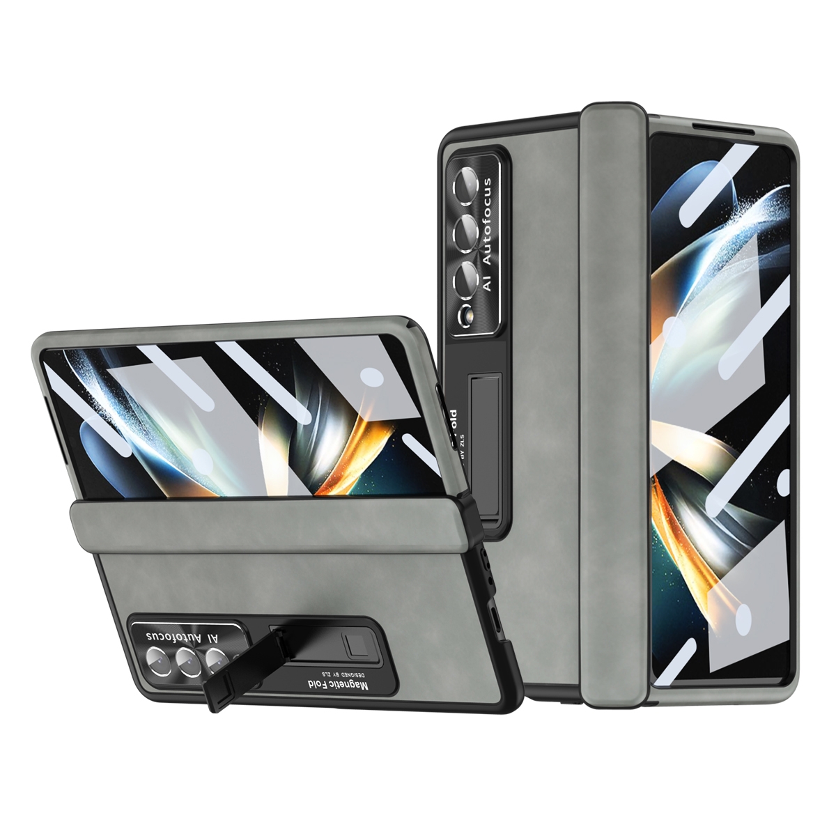 For Samsung Galaxy Z Fold4 Napa Pattern All-inclusive Magnetic Phone Case(White) For Samsung Galaxy Z Fold4 Napa Pattern All-inclusive Magnetic Phone Case(White)