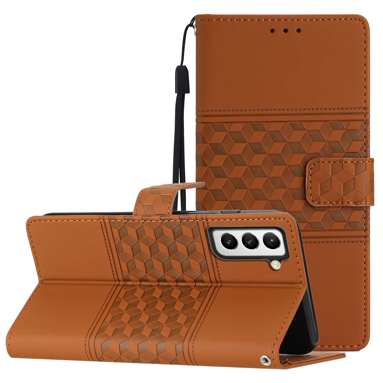 For Samsung Galaxy S21 5G Diamond Embossed Skin Feel Leather Phone Case with Lanyard(Brown) For Samsung Galaxy S21 5G Diamond Embossed Skin Feel Leather Phone Case with Lanyard(Brown)