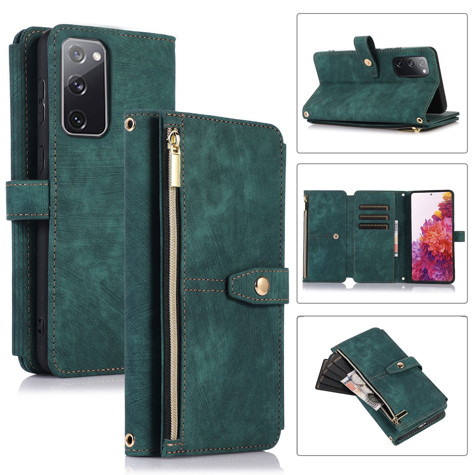 For Samsung Galaxy S20 FE Dream 9-Card Wallet Zipper Bag Leather Phone Case(Green) For Samsung Galaxy S20 FE Dream 9-Card Wallet Zipper Bag Leather Phone Case(Green)