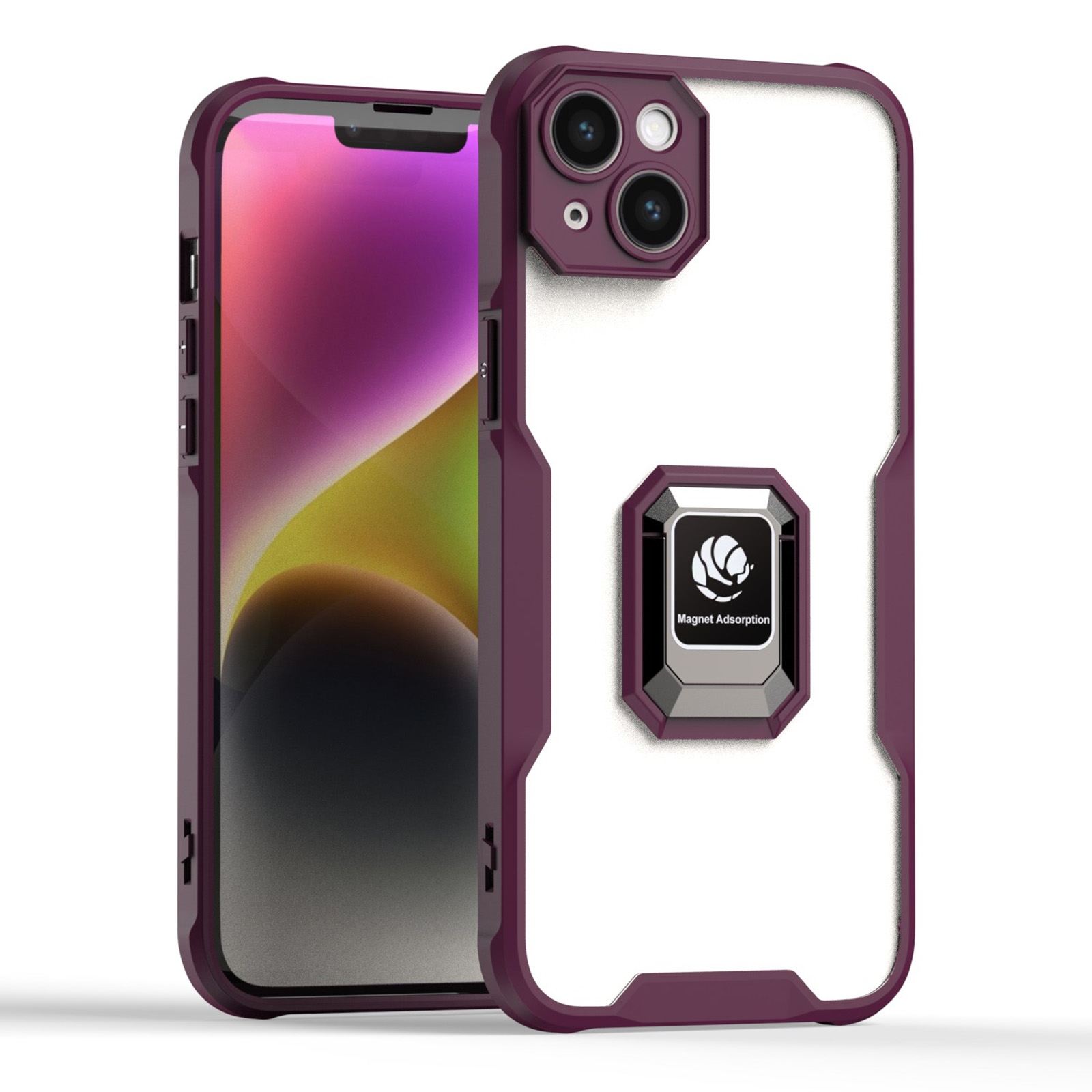 For iPhone 14 Plus Armor Shockproof Magnetic Ring Phone Case(Red) For iPhone 14 Plus Armor Shockproof Magnetic Ring Phone Case(Red)