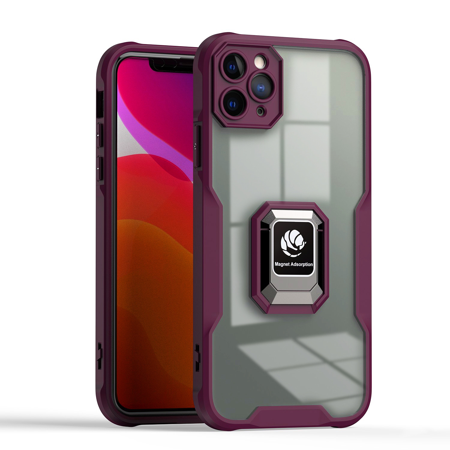 For iPhone 14 Pro Armor Shockproof Magnetic Ring Phone Case(Red) For iPhone 14 Pro Armor Shockproof Magnetic Ring Phone Case(Red)