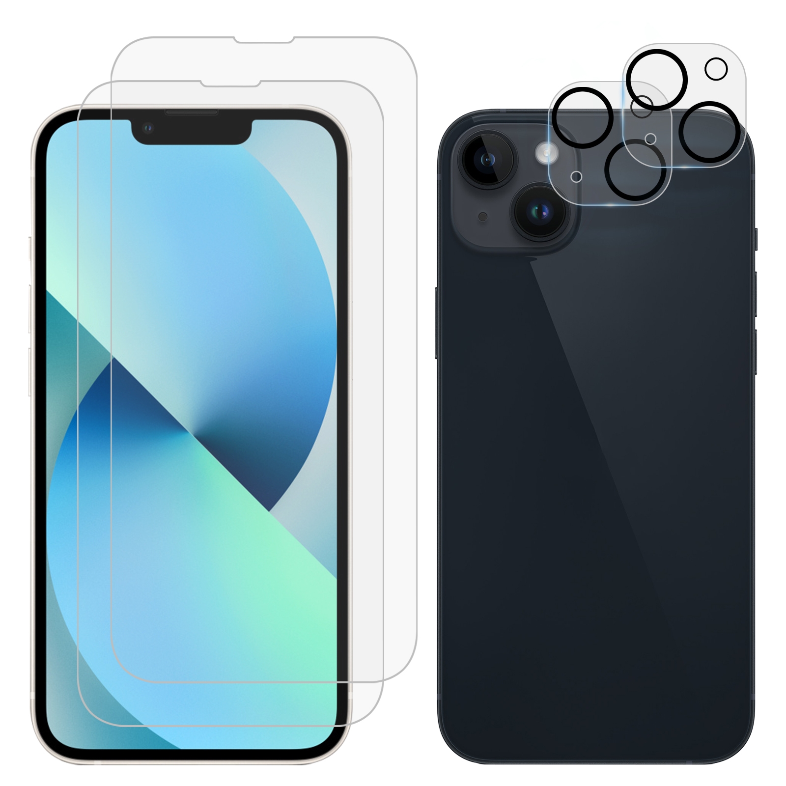 For iPhone 13 2pcs 0.26mm 9H 2.5D Tempered Glass Screen Film with 2pcs Lens Protector For iPhone 13 2pcs 0.26mm 9H 2.5D Tempered Glass Screen Film with 2pcs Lens Protector