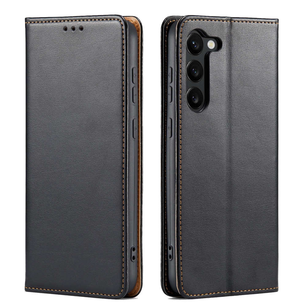 For Samsung Galaxy S23+ 5G Fierre Shann PU Genuine Leather Texture Leather Phone Case(Black) For Samsung Galaxy S23+ 5G Fierre Shann PU Genuine Leather Texture Leather Phone Case(Black)