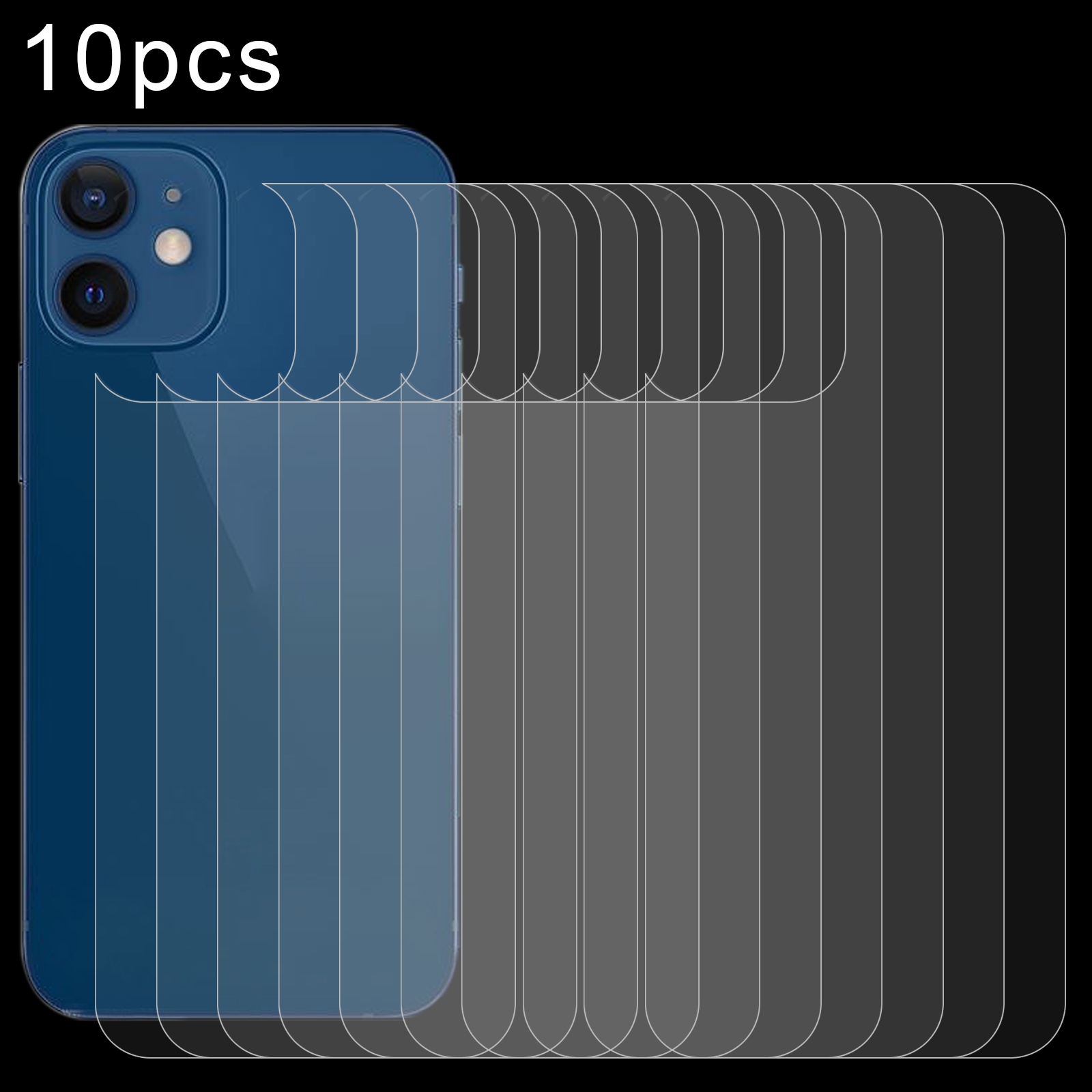 For iPhone 12 mini 10pcs 9H 2.5D Half-screen Transparent Back Tempered Glass Film For iPhone 12 mini 10pcs 9H 2.5D Half-screen Transparent Back Tempered Glass Film