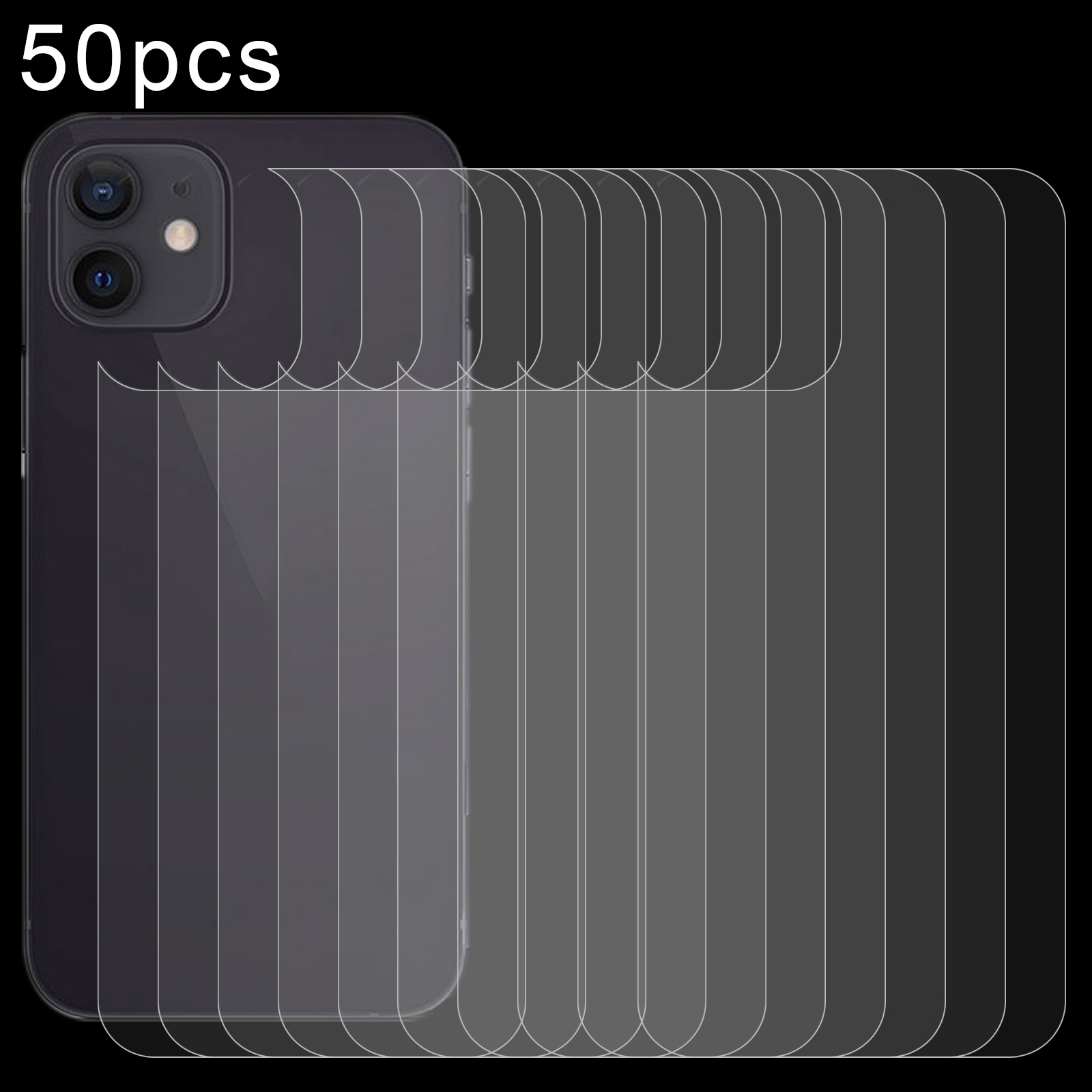 For iPhone 12 / 12 Pro 50pcs 9H 2.5D Half-screen Transparent Back Tempered Glass Film For iPhone 12 / 12 Pro 50pcs 9H 2.5D Half-screen Transparent Back Tempered Glass Film
