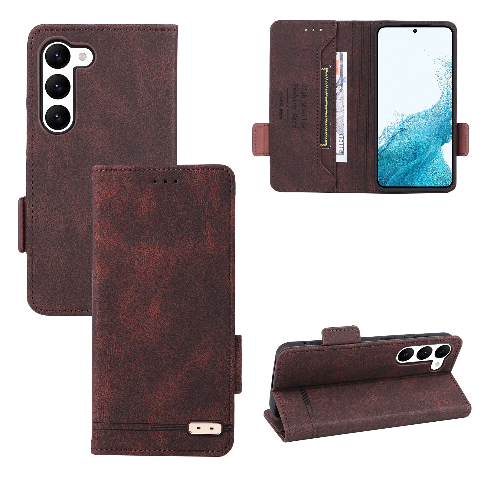 For Samsung Galaxy S23 5G Magnetic Clasp Leather Phone Case(Brown) For Samsung Galaxy S23 5G Magnetic Clasp Leather Phone Case(Brown)