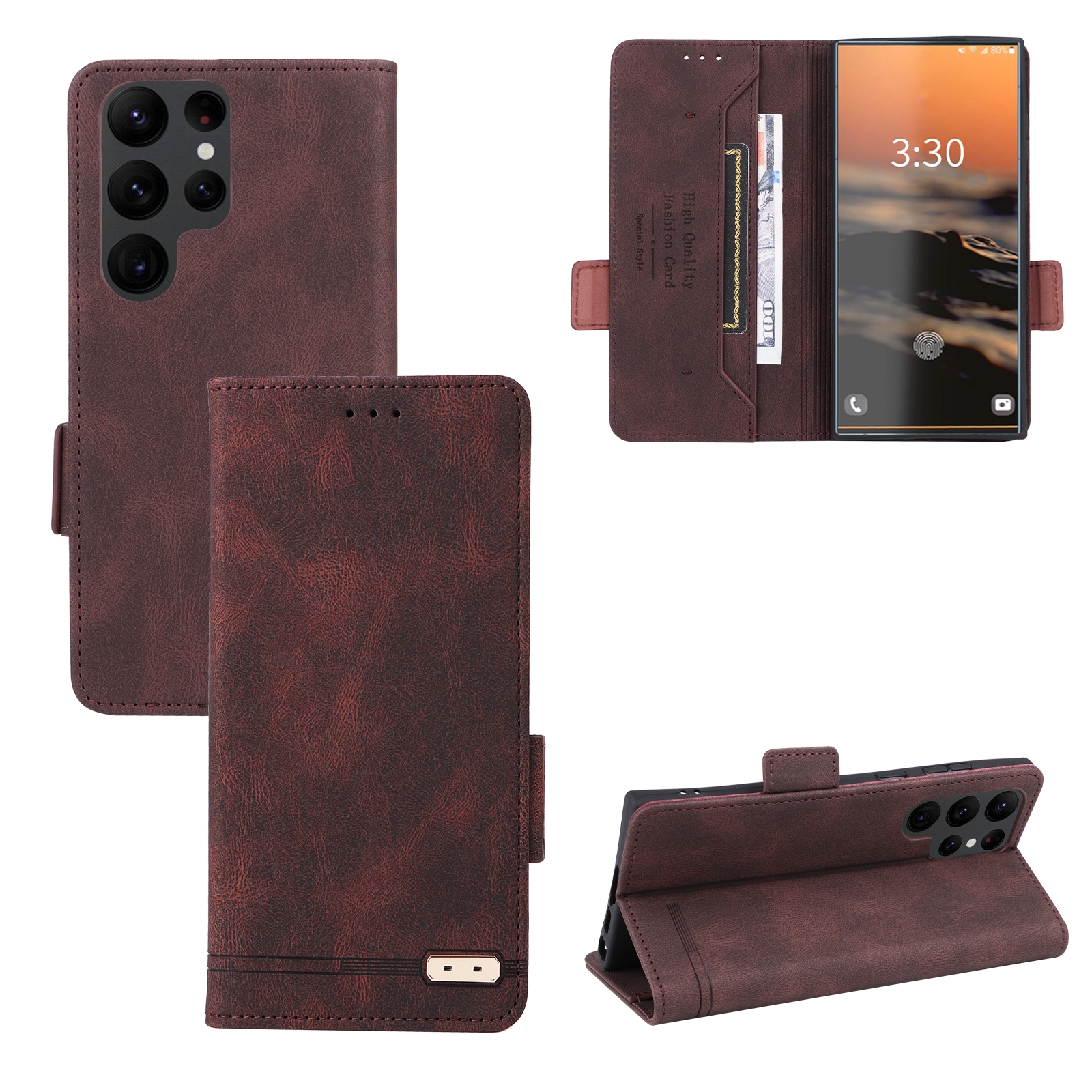 For Samsung Galaxy S23 Ultra 5G Magnetic Clasp Leather Phone Case(Brown) For Samsung Galaxy S23 Ultra 5G Magnetic Clasp Leather Phone Case(Brown)