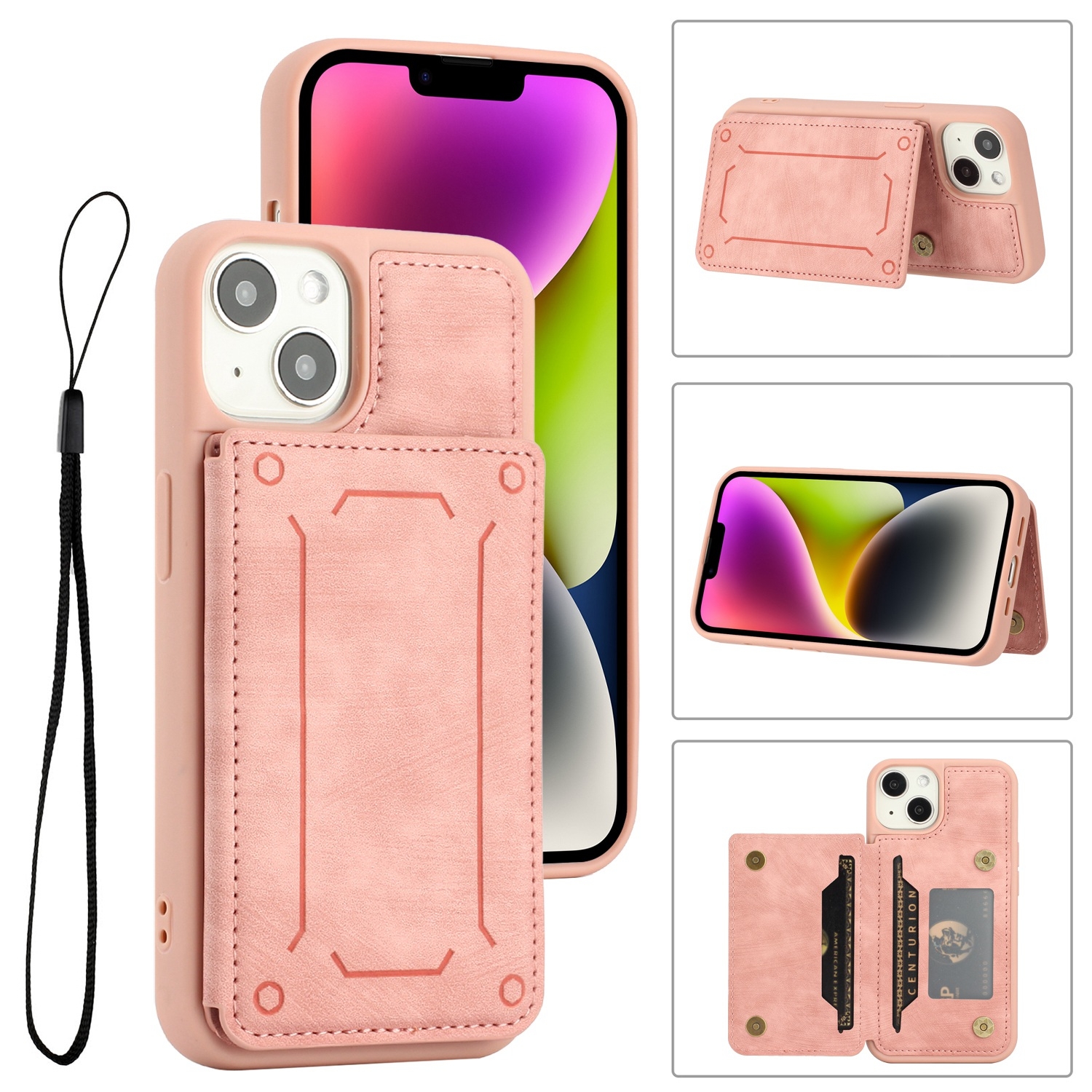 For iPhone 14 Plus Dream Magnetic Back Cover Card Wallet Phone Case(Pink) For iPhone 14 Plus Dream Magnetic Back Cover Card Wallet Phone Case(Pink)