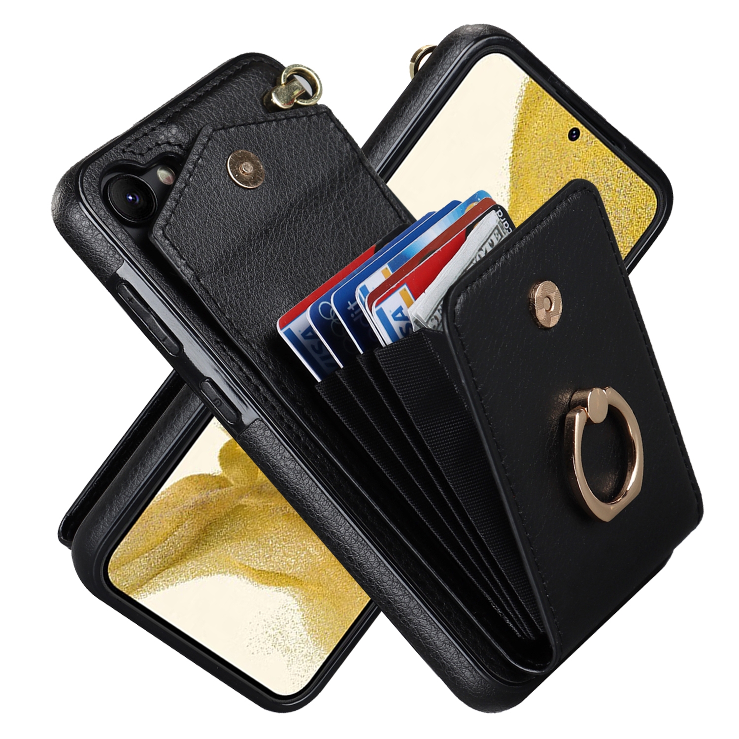 For Samsung Galaxy S23+ 5G Ring Holder RFID Card Slot Phone Case(Black) For Samsung Galaxy S23+ 5G Ring Holder RFID Card Slot Phone Case(Black)
