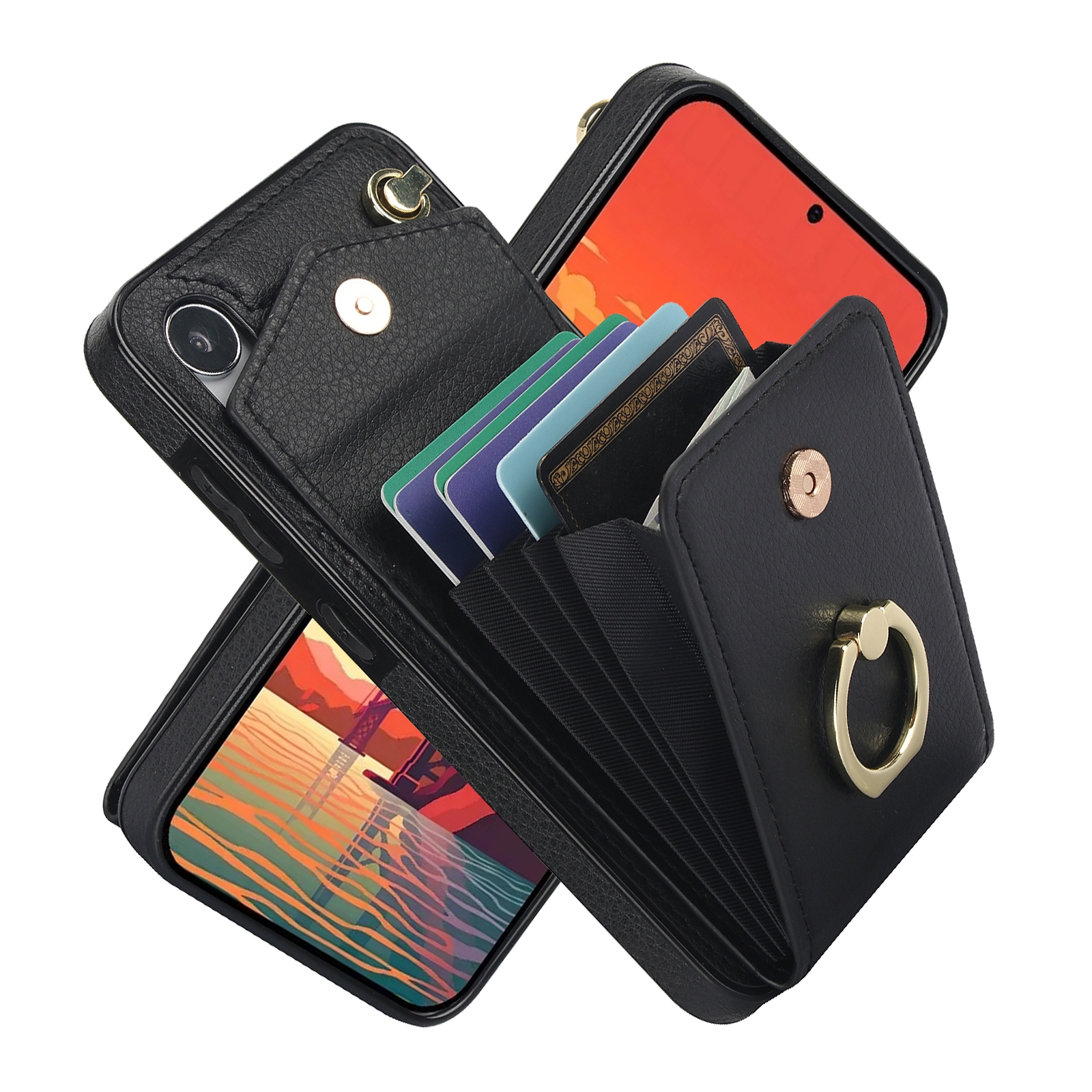 For Samsung Galaxy S24 5G Ring Holder RFID Card Slot Phone Case(Black) For Samsung Galaxy S24 5G Ring Holder RFID Card Slot Phone Case(Black)