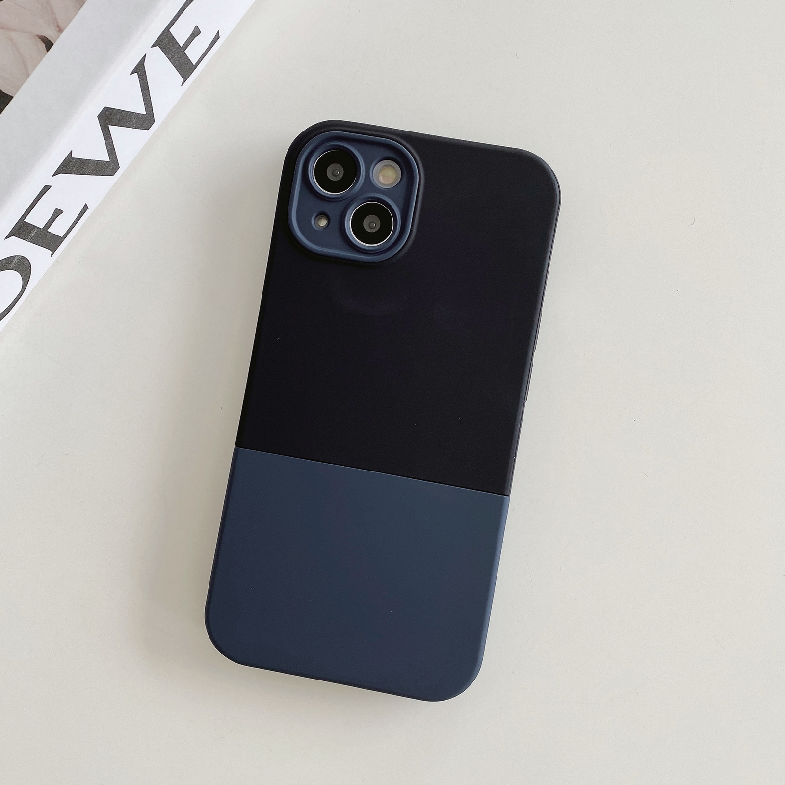 For iPhone 13 3 in 1 Liquid Silicone Phone Case(Black + Grey)