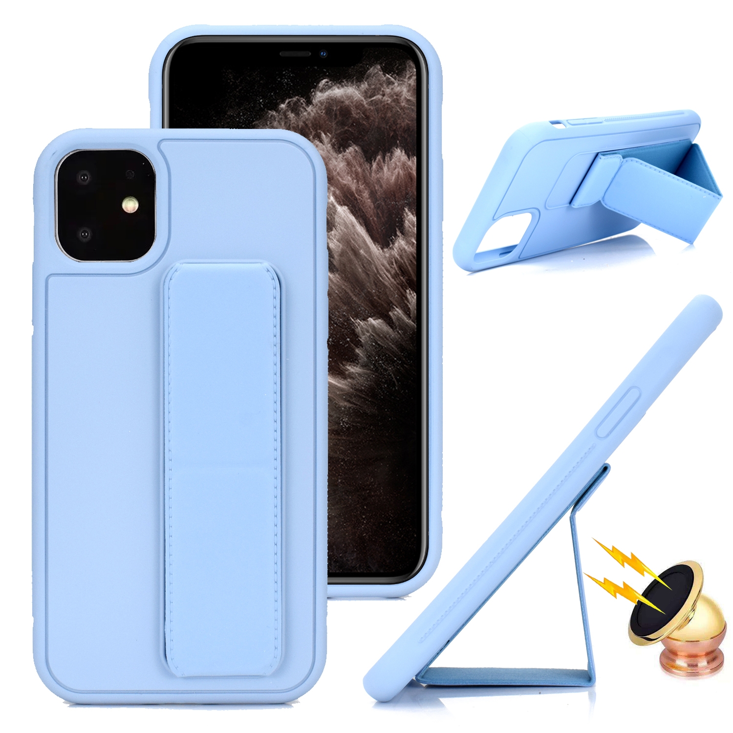 For iPhone 14 Pro Skin Feel Wrist Holder Phone Case(Light Blue) For iPhone 14 Pro Skin Feel Wrist Holder Phone Case(Light Blue)