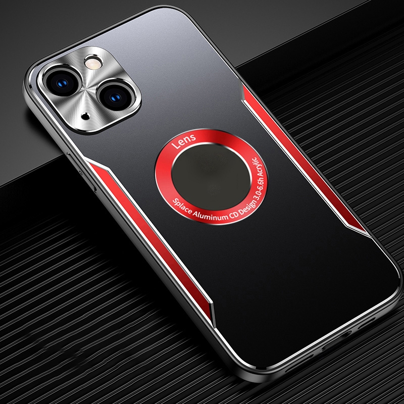 For iPhone 14 Plus Aluminum Alloy + TPU Phone Case(Black Red) For iPhone 14 Plus Aluminum Alloy + TPU Phone Case(Black Red)