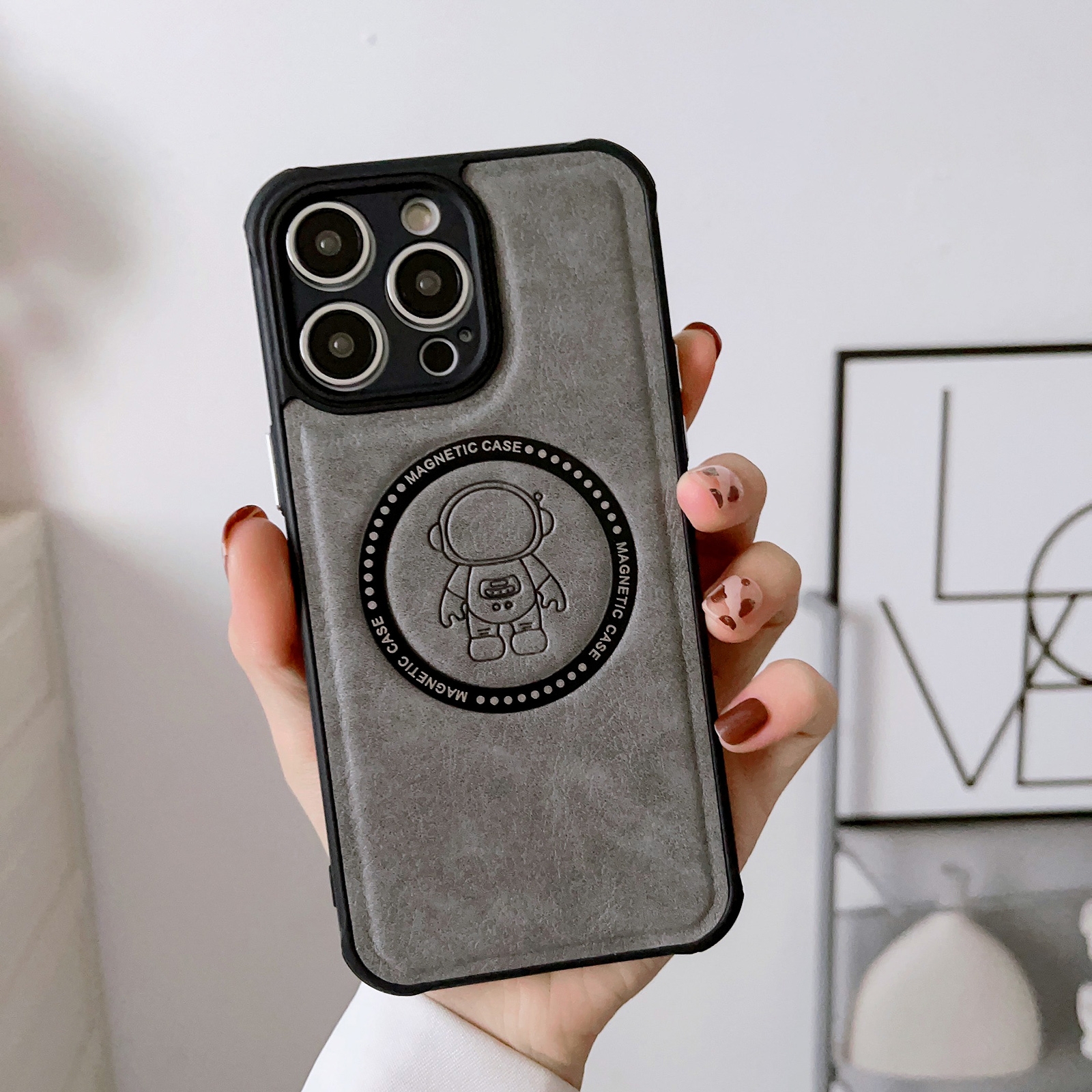For iPhone 14 Plus Astronaut MagSafe Leather Phone Case(Grey) For iPhone 14 Plus Astronaut MagSafe Leather Phone Case(Grey)
