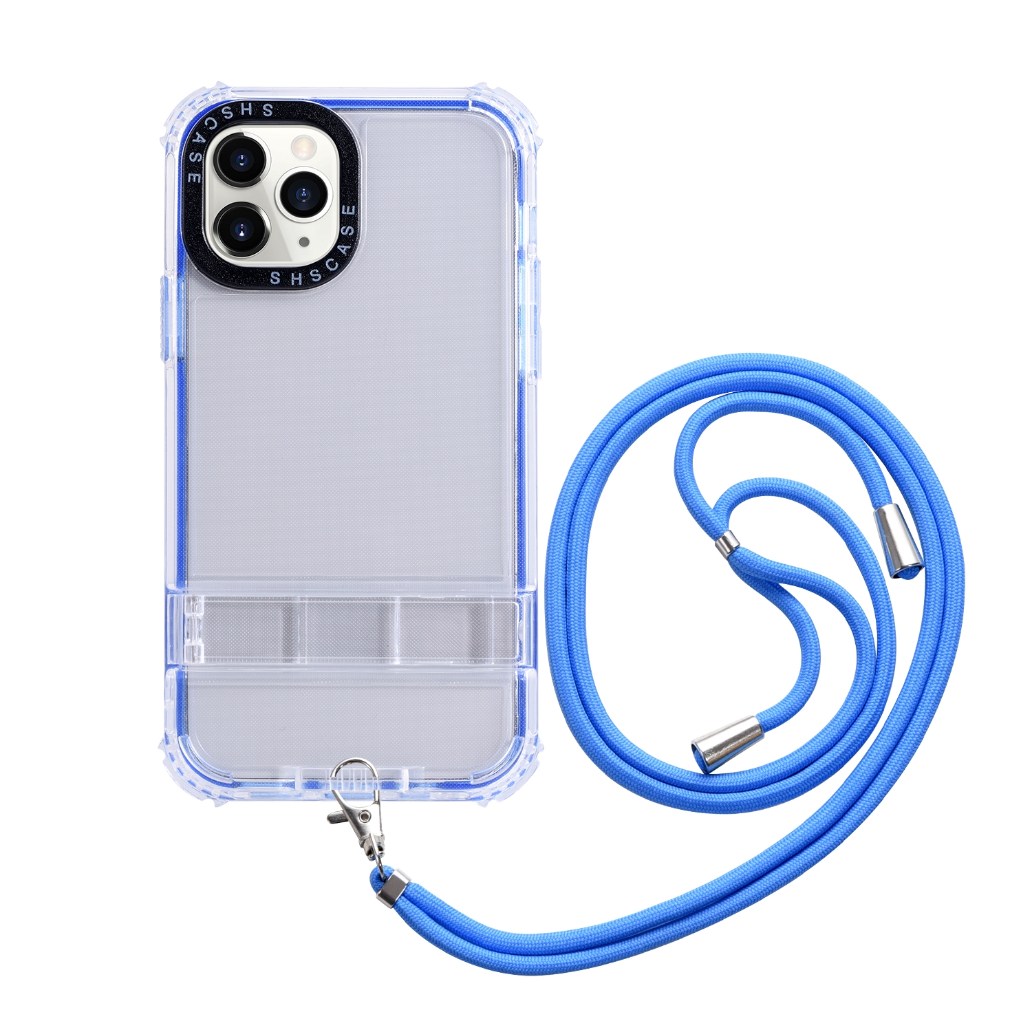 For iPhone 15 Pro 2 in 1 360 Invisible Holder Cross-body Rope Phone Case(Dark Blue) For iPhone 15 Pro 2 in 1 360 Invisible Holder Cross-body Rope Phone Case(Dark Blue)