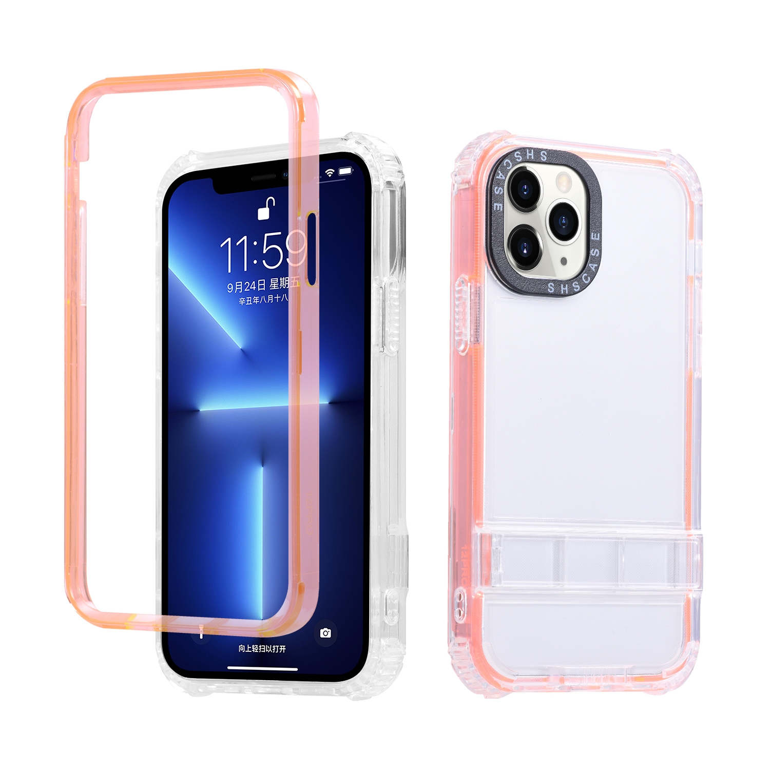 For iPhone 11 Pro Max 2 in 1 360 Invisible Holder Phone Case(Orange) For iPhone 11 Pro Max 2 in 1 360 Invisible Holder Phone Case(Orange)