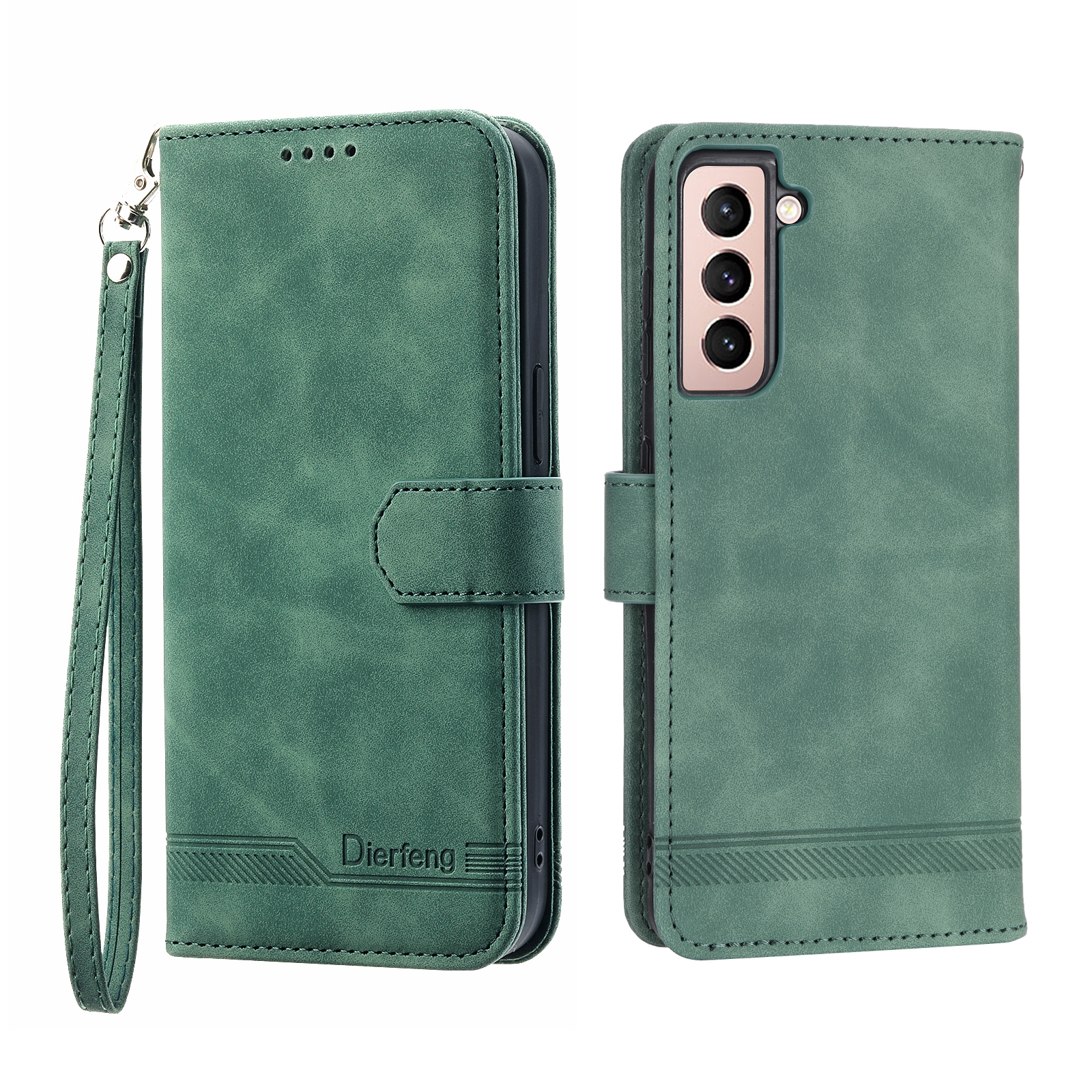 For Samsung Galaxy S21 5G Dierfeng Dream Line TPU + PU Leather Phone Case(Green) For Samsung Galaxy S21 5G Dierfeng Dream Line TPU + PU Leather Phone Case(Green)