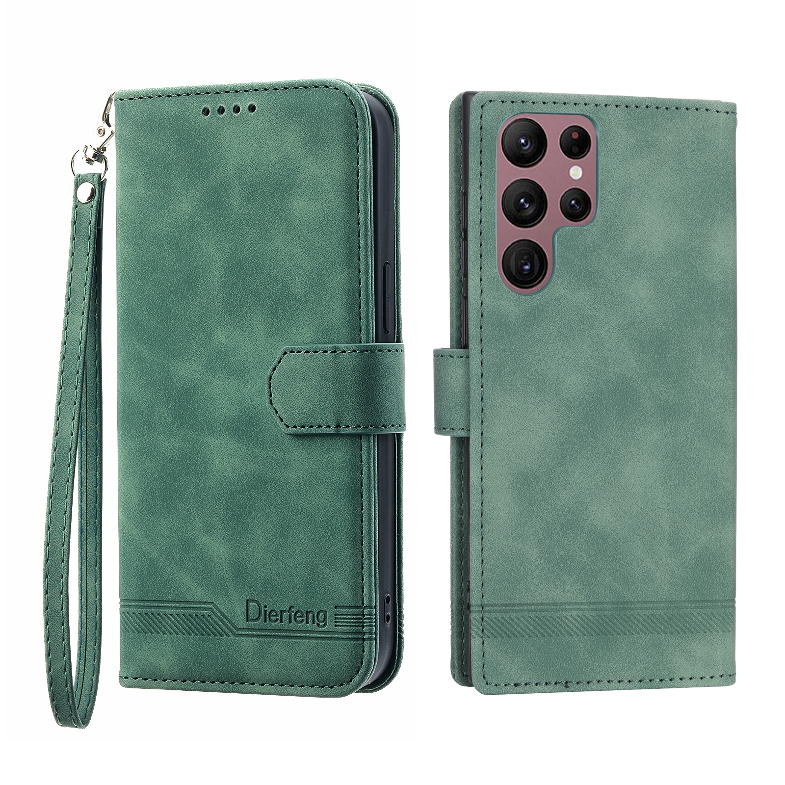 For Samsung Galaxy S22 Ultra 5G Dierfeng Dream Line TPU + PU Leather Phone Case(Green) For Samsung Galaxy S22 Ultra 5G Dierfeng Dream Line TPU + PU Leather Phone Case(Green)