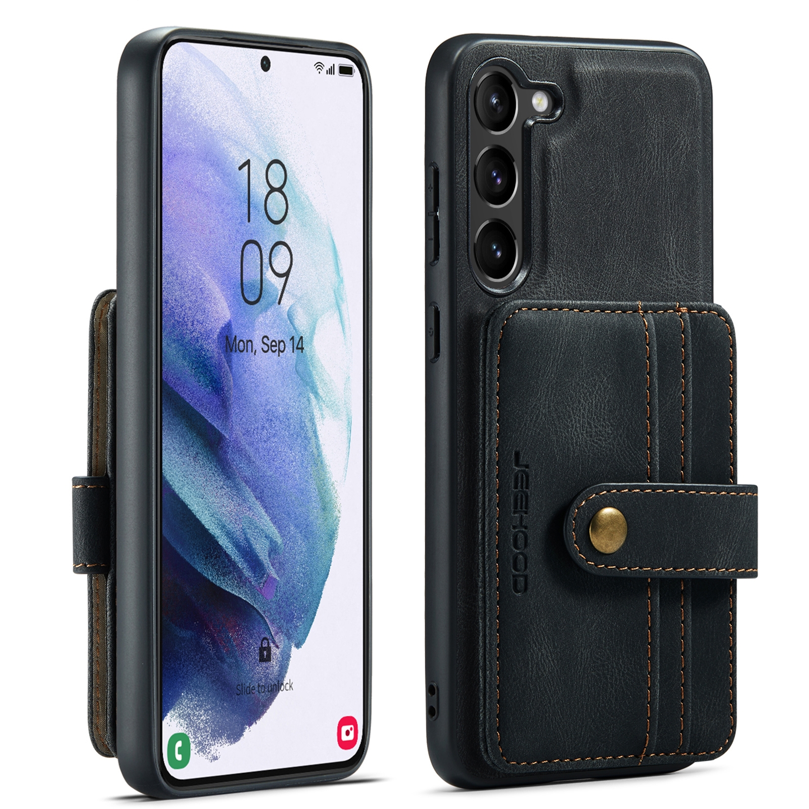 For Samsung Galaxy S24 5G JEEHOOD RFID Blocking Anti-Theft Magnetic Phone Case(Black) For Samsung Galaxy S24 5G JEEHOOD RFID Blocking Anti-Theft Magnetic Phone Case(Black)