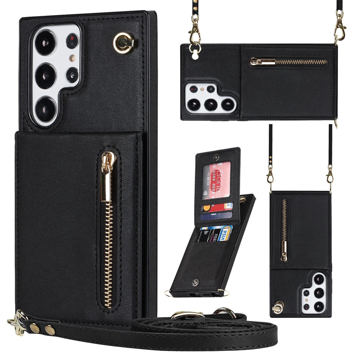 For Samsung Galaxy S23 Ultra 5G Cross-body Zipper Square TPU+PU Back Cover Case(Black) For Samsung Galaxy S23 Ultra 5G Cross-body Zipper Square TPU+PU Back Cover Case(Black)