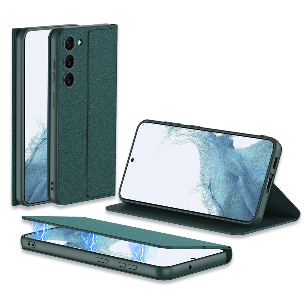 For Samsung Galaxy S23+ 5G GKK Magnetic Shockproof PU Phone Case(Green) For Samsung Galaxy S23+ 5G GKK Magnetic Shockproof PU Phone Case(Green)