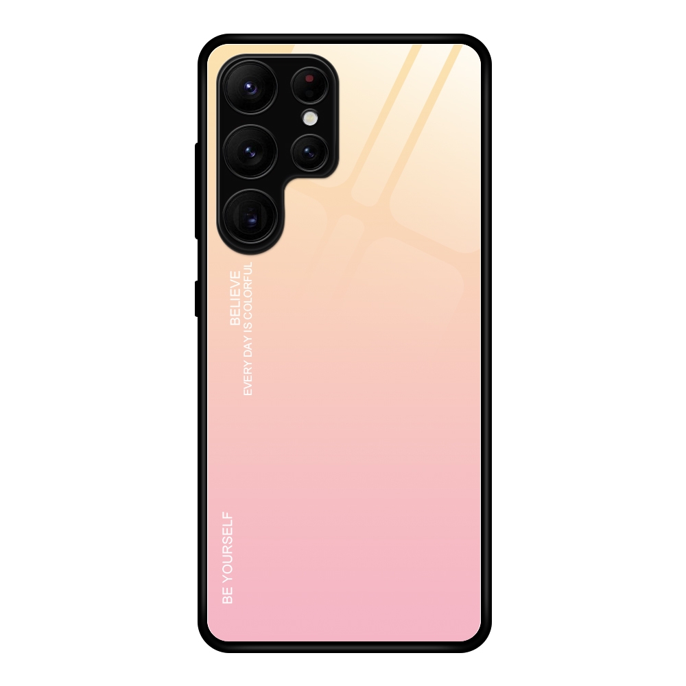 For Samsung Galaxy S23 Ultra 5G Gradient Color Glass Phone Case(Yellow Pink) For Samsung Galaxy S23 Ultra 5G Gradient Color Glass Phone Case(Yellow Pink)