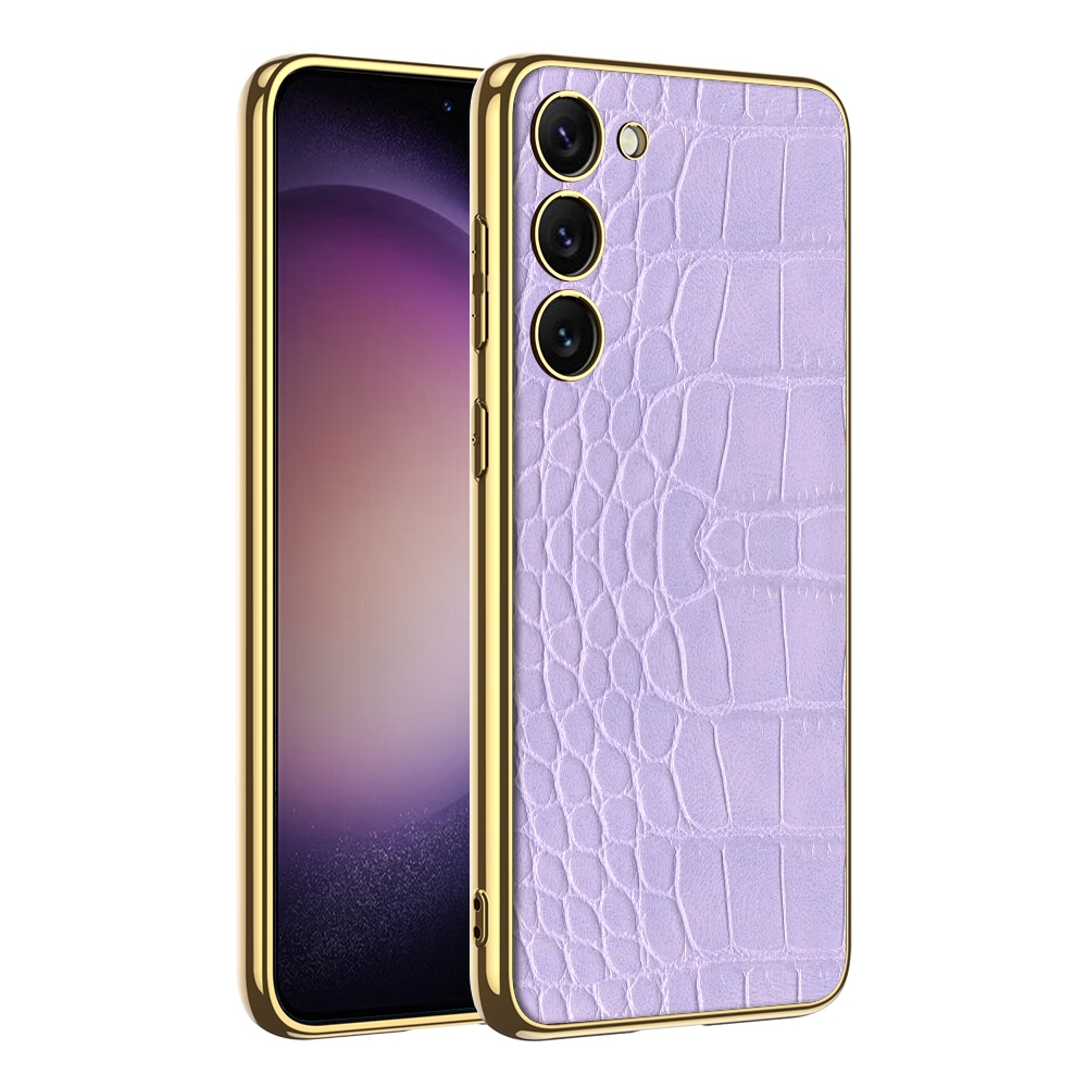 For Samsung Galaxy S23+ 5G GKK Crocodile Texture Electroplating PU Protective Phone Case(Purple) For Samsung Galaxy S23+ 5G GKK Crocodile Texture Electroplating PU Protective Phone Case(Purple)