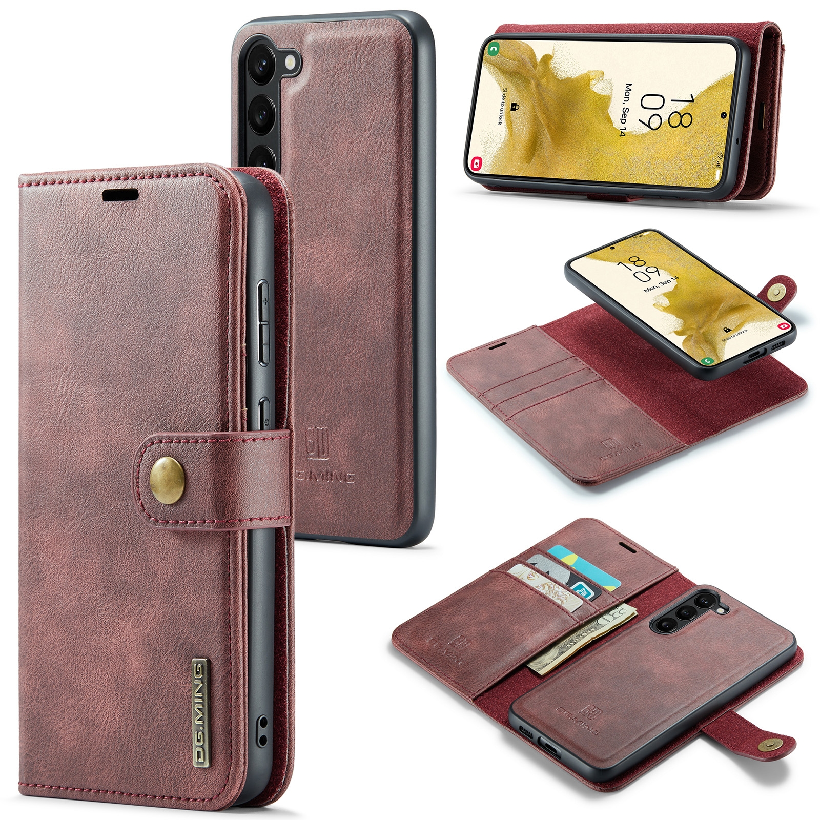 For Samsung Galaxy S23+ 5G DG.MING Crazy Horse Texture Detachable Magnetic Leather Case(Red) For Samsung Galaxy S23+ 5G DG.MING Crazy Horse Texture Detachable Magnetic Leather Case(Red)