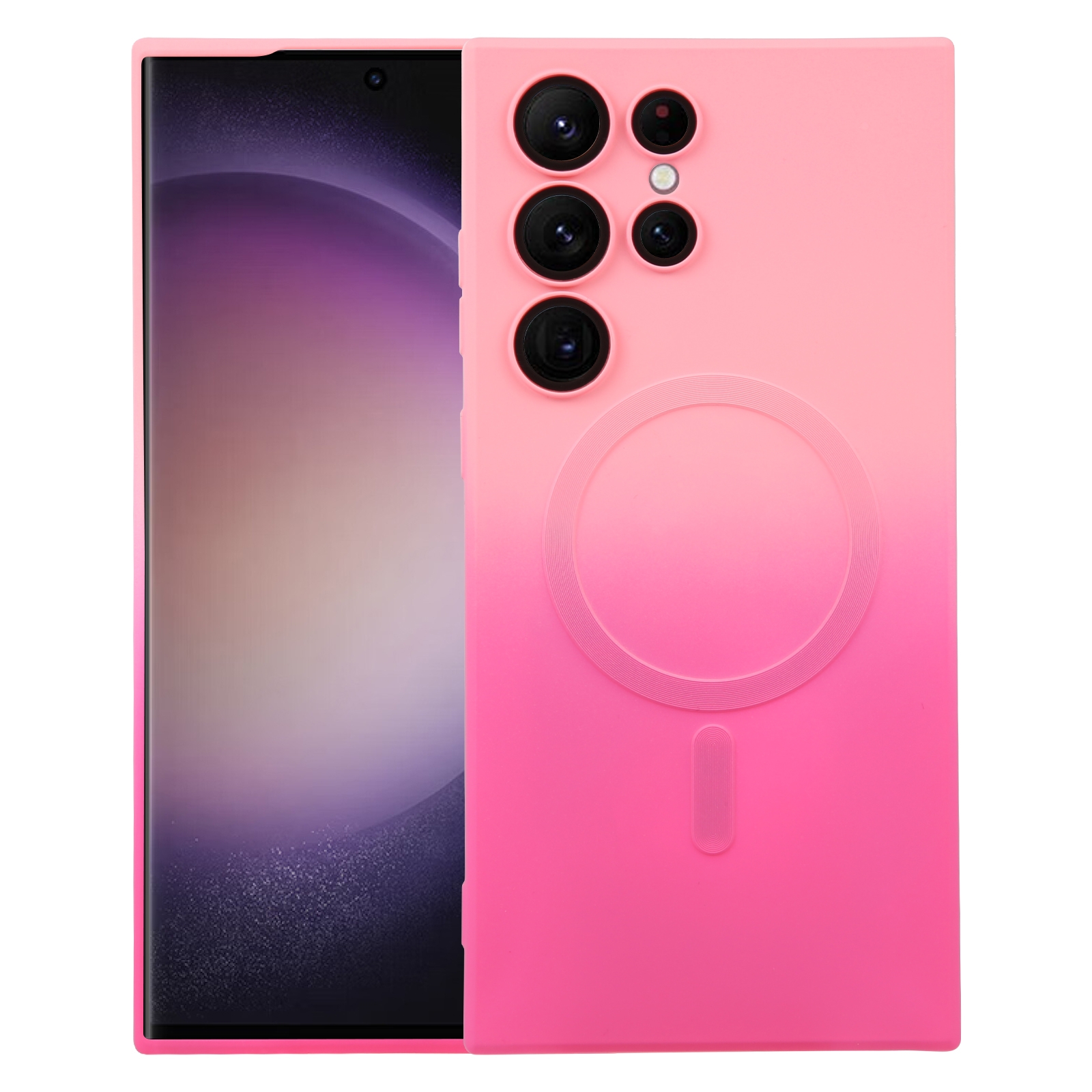 For Samsung Galaxy S23 Ultra 5G Liquid TPU Silicone Gradient MagSafe Phone Case(Pink Red) For Samsung Galaxy S23 Ultra 5G Liquid TPU Silicone Gradient MagSafe Phone Case(Pink Red)
