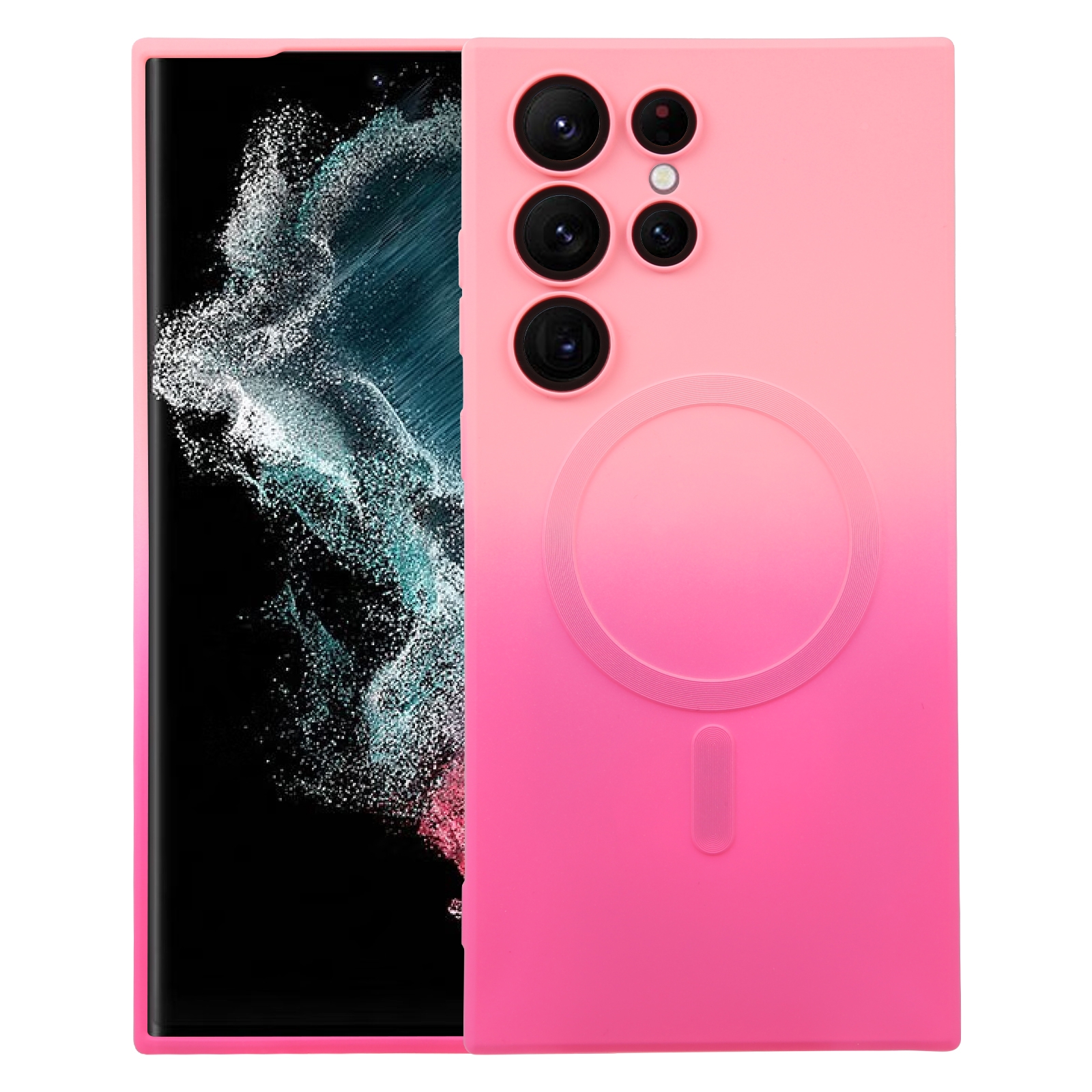 For Samsung Galaxy S22 Ultra 5G Liquid TPU Silicone Gradient MagSafe Phone Case(Pink Red) For Samsung Galaxy S22 Ultra 5G Liquid TPU Silicone Gradient MagSafe Phone Case(Pink Red)