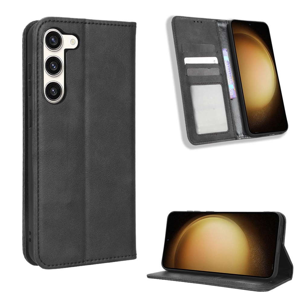 For Samsung Galaxy S23+ 5G Magnetic Buckle Retro Texture Leather Phone Case(Black) For Samsung Galaxy S23+ 5G Magnetic Buckle Retro Texture Leather Phone Case(Black)