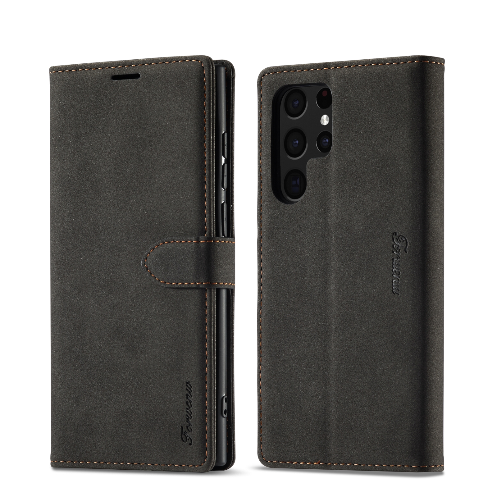 For Samsung Galaxy S23 Ultra 5G Forwenw F1 Series Matte Strong Magnetism Leather Phone Case(Black) For Samsung Galaxy S23 Ultra 5G Forwenw F1 Series Matte Strong Magnetism Leather Phone Case(Black)