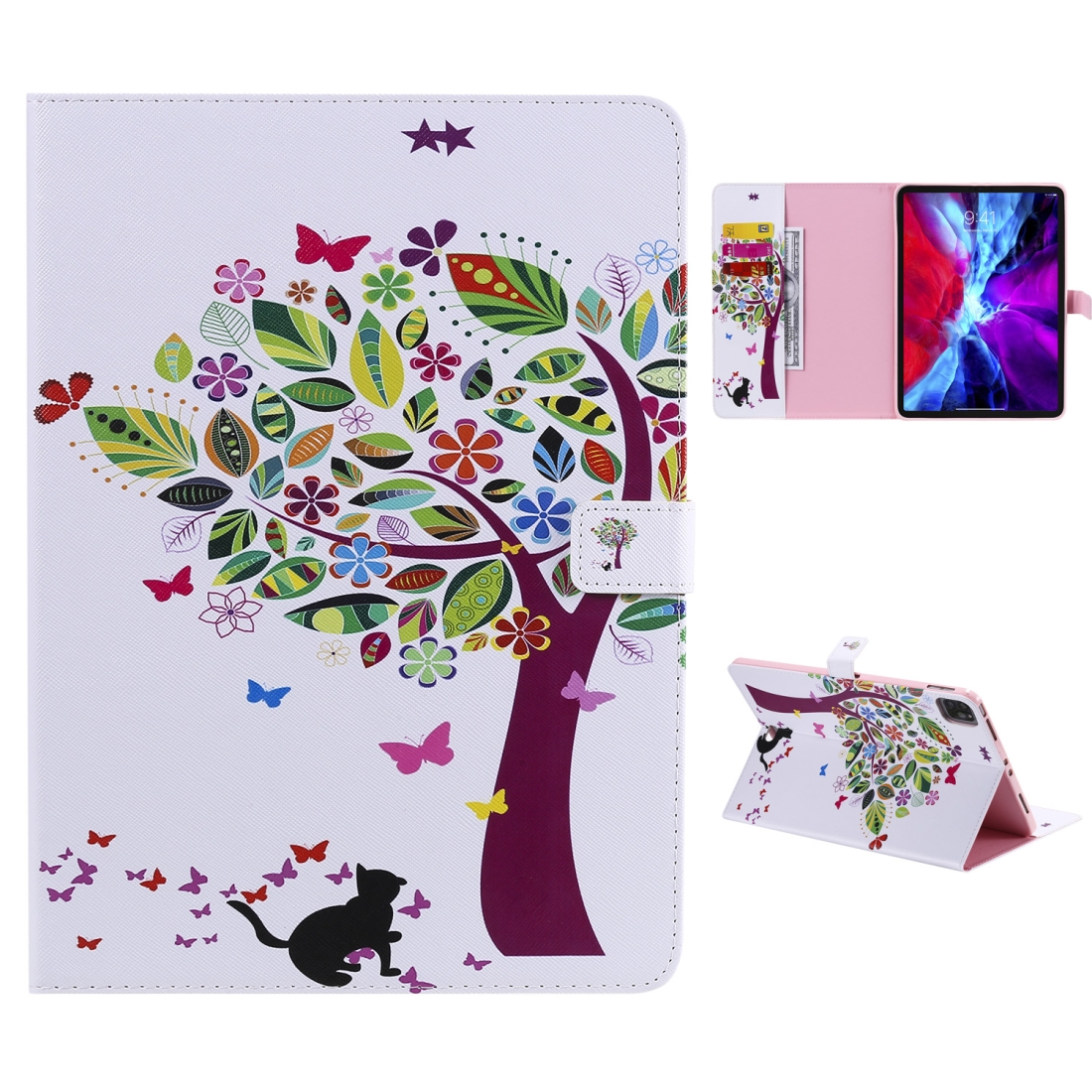 For iPad Pro 12.9 (2020) Colored Drawing Horizontal Flip Leather Tablet Case with Holder & Card Slot & Wallet(Cat and Tree) For iPad Pro 12.9 (2020) Colored Drawing Horizontal Flip Leather Tablet Case with Holder & Card Slot & Wallet(Cat and Tree)