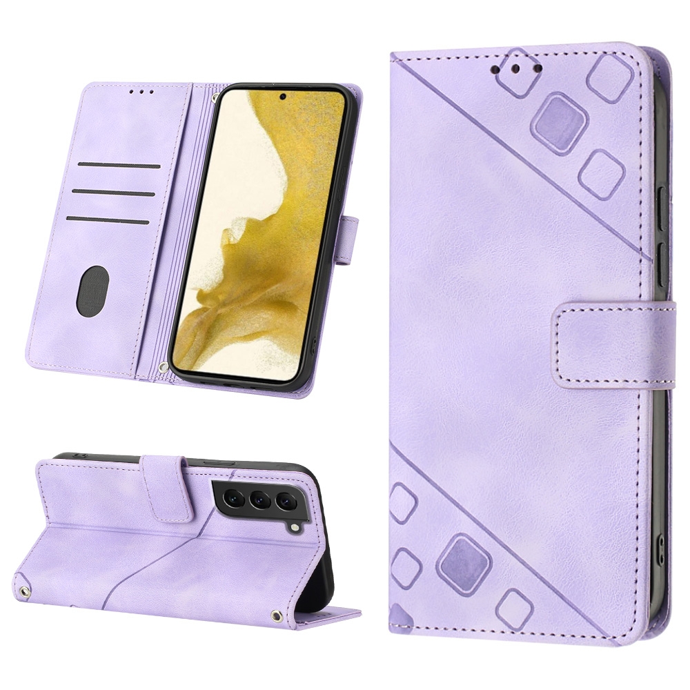 For Samsung Galaxy S22 5G Skin-feel Embossed Leather Phone Case(Light Purple) For Samsung Galaxy S22 5G Skin-feel Embossed Leather Phone Case(Light Purple)