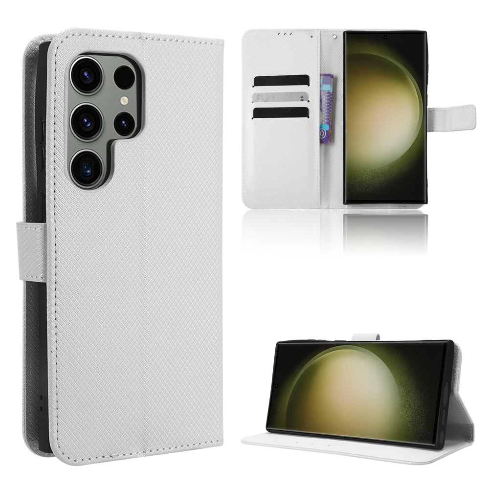 For Samsung Galaxy S23 Ultra 5G Diamond Texture Leather Phone Case(White) For Samsung Galaxy S23 Ultra 5G Diamond Texture Leather Phone Case(White)