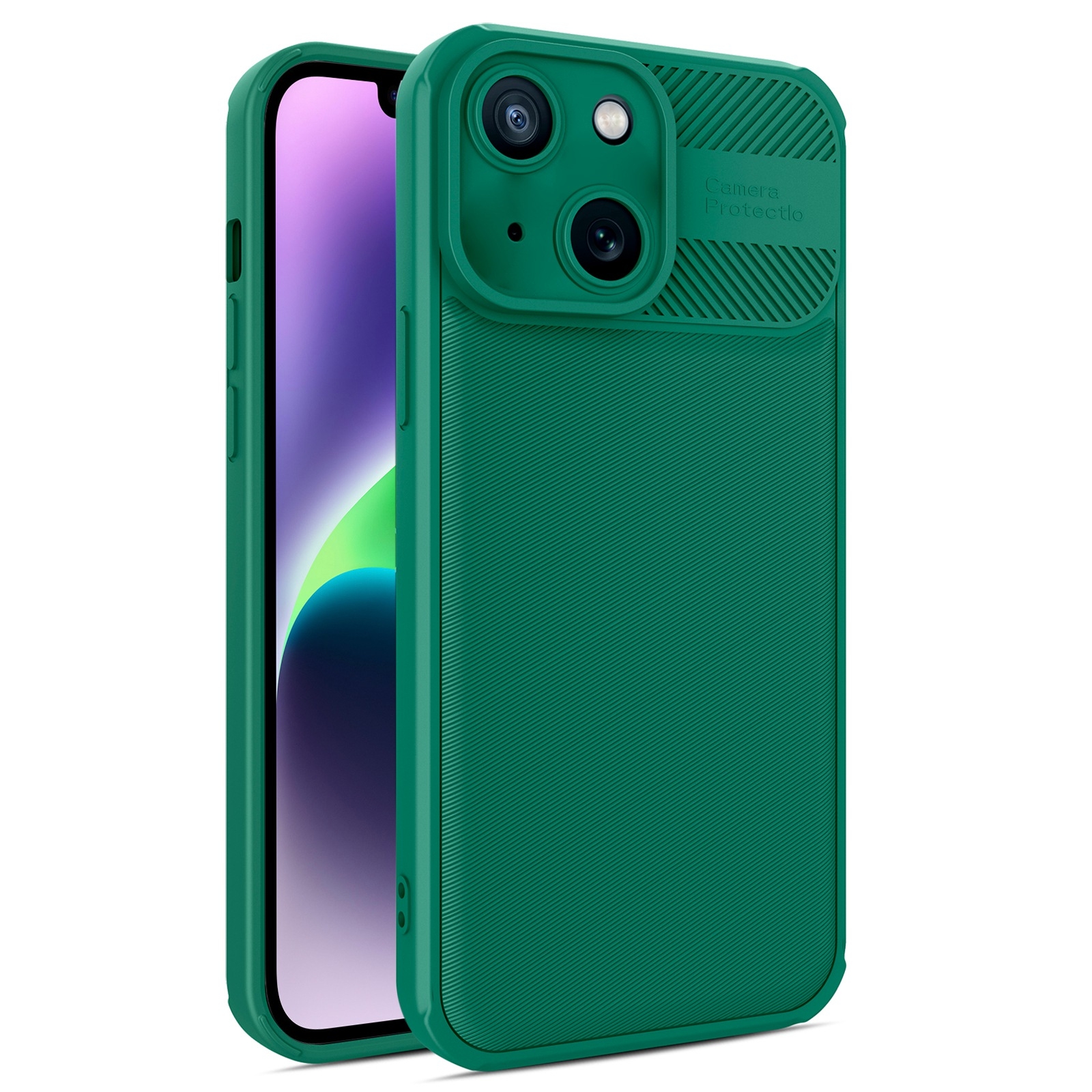 For iPhone 14 Twill Texture TPU Shockproof Phone Case(Green) For iPhone 14 Twill Texture TPU Shockproof Phone Case(Green)