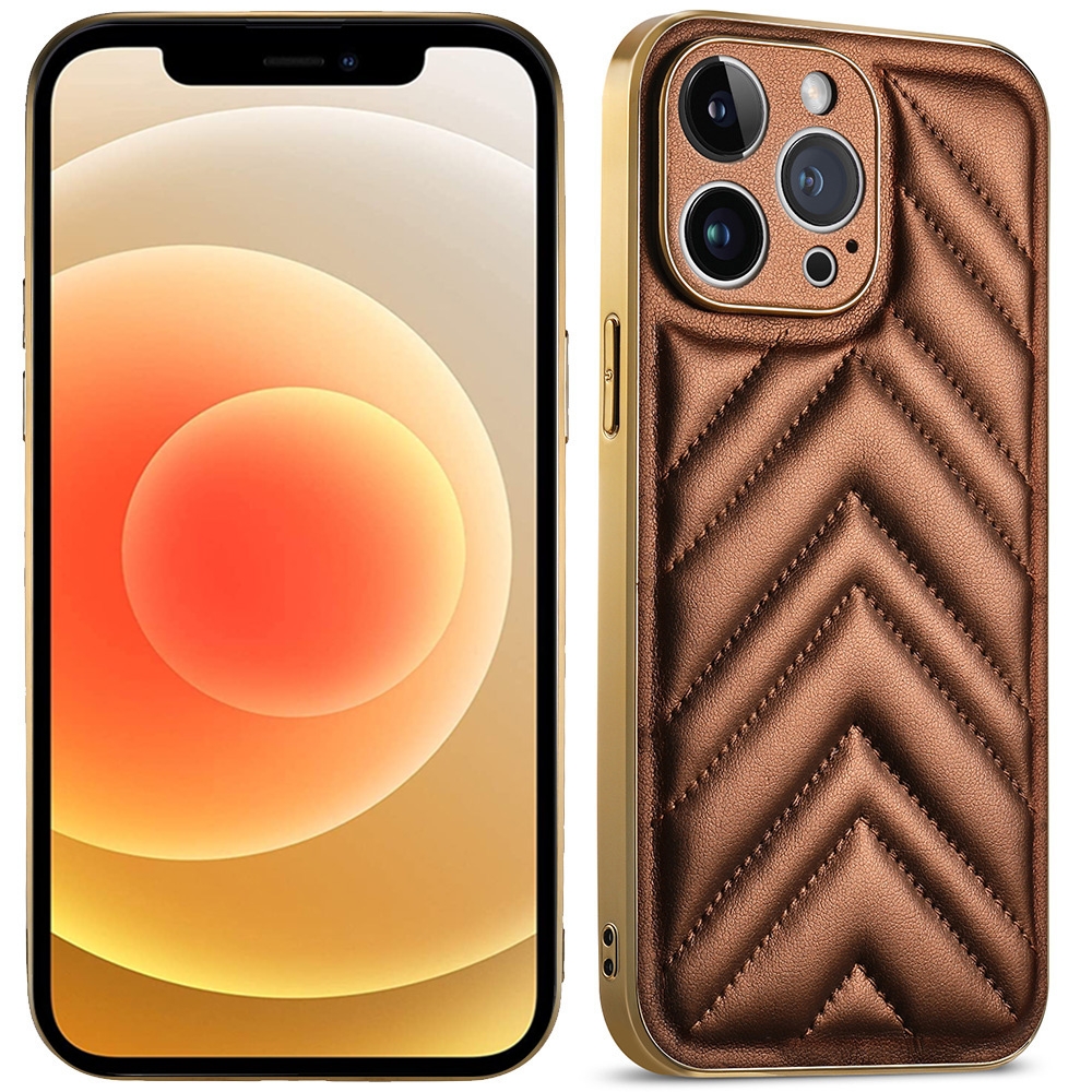 For iPhone 12 Suteni Plating Leather Soft TPU Phone Case(Brown) For iPhone 12 Suteni Plating Leather Soft TPU Phone Case(Brown)