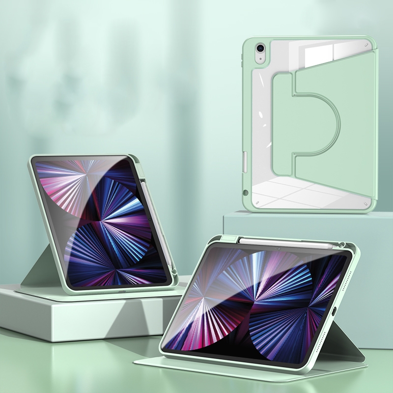 2 in 1 Acrylic Split Rotating Leather Tablet Case For iPad mini 2024 / mini 6(Matcha Green)