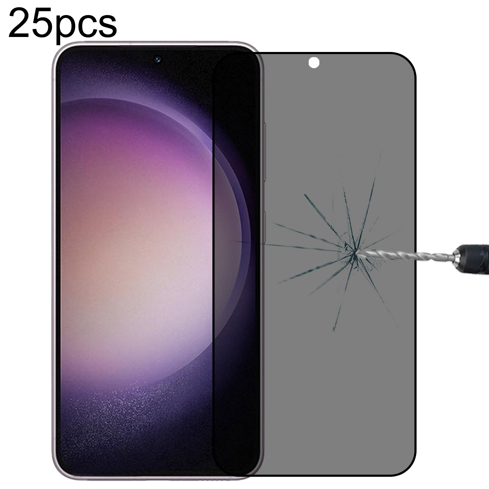 For Samsung Galaxy S23 5G 25pcs Full Cover Anti-peeping Tempered Glass Film Support Unlocking